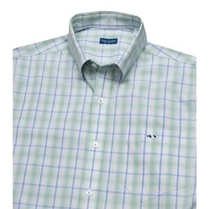 Fish Hippie Men's XL Borderclub Check Button Up Short Sleeve Shirt